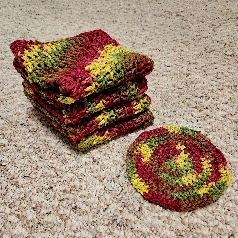 Crochet Autumn Leaves Dishcloth/Washcloth Set